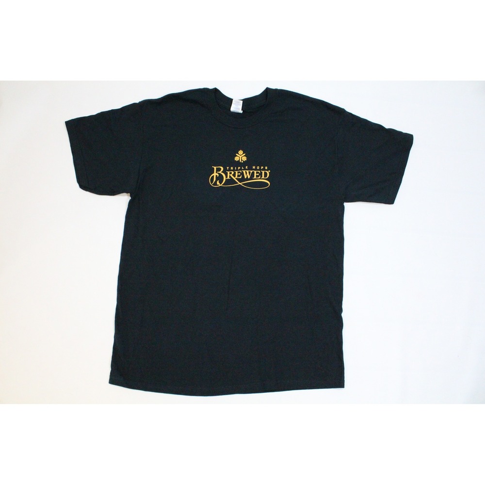 Gildan Triple Hops Brewed Miller Lite Mens L Black Graphic Short Sleeve T-Shirt
